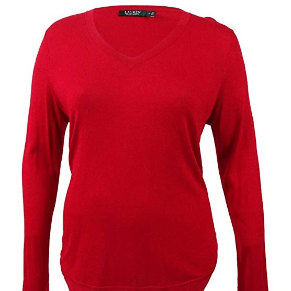 Ralph Lauren Plus Silk-Blend V-Neck Sweater